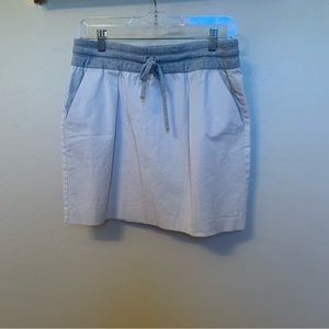 Tan Zara Mini Skirt with Gray Elastic Waist and Tie— Skirt 16” With Two Pockets